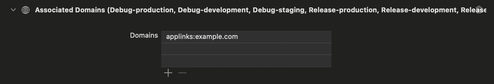 Add associated domain - Xcode