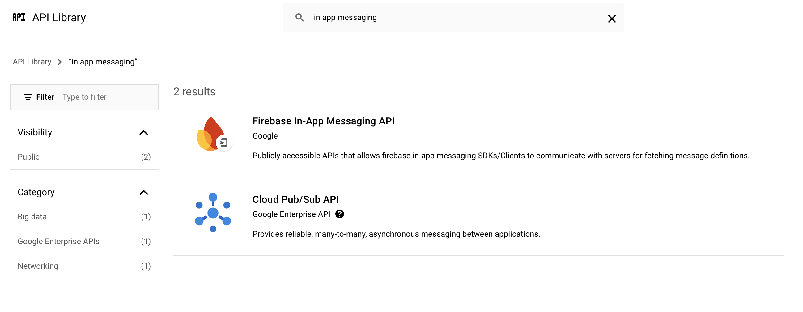 APIs &amp; Services > API Library